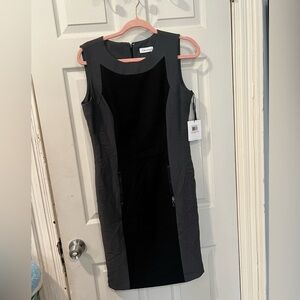 Calvin Klein Black and Charcoal Two-Tone Sleeveless Midi Dress